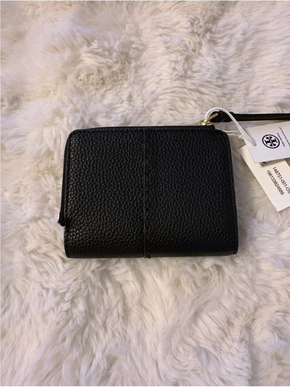 TORY BURCH McGraw Bi-Fold Wallet Black Leather NWT Bifold